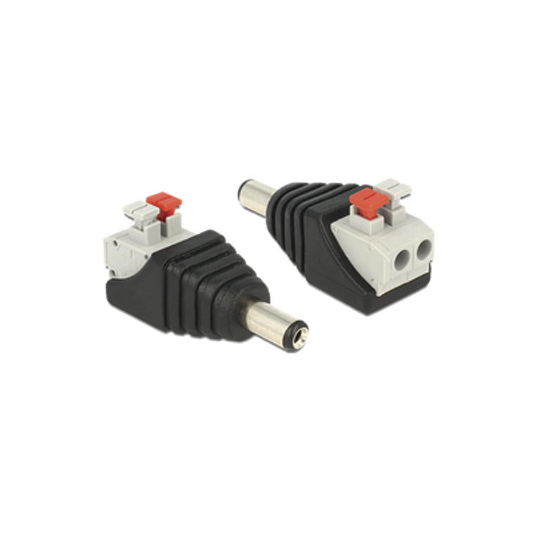 Adaptador tipo Jack, 3.5 mm Macho Polarizado, 12 vcd, Terminales de Presión, Modelo: JR52X 1