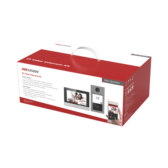 Kit de Videoportero Hikvision, IP, Wi-Fi, Frente de calle IK08 & IP65, Soporta PoE, Compatible con HikConnect, Modelo:  DS-KIS604-P(B) - Image 1