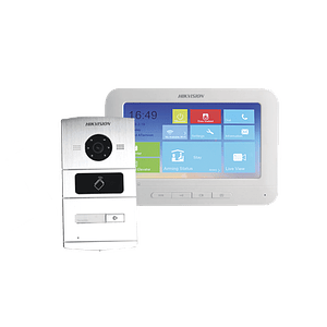 Kit de Videoportero Hikvision IP, 1.3 Megapixeles, Monitor Touch, Lector de Tarjetas (MIFARE), Modelo: DS-KIS601