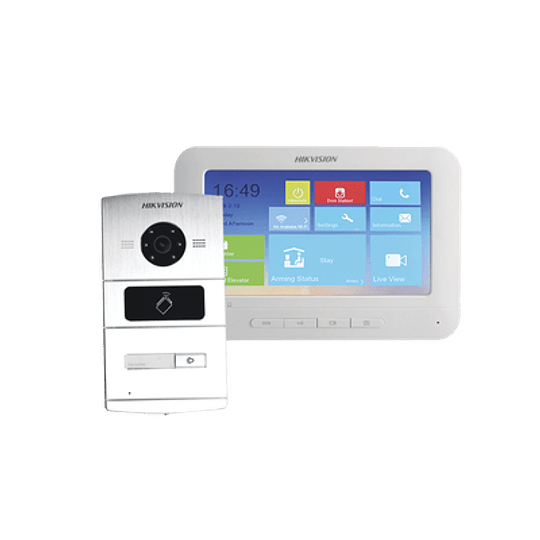 Kit de Videoportero Hikvision IP, 1.3 Megapixeles, Monitor Touch, Lector de Tarjetas (MIFARE), Modelo: DS-KIS601 - Image 1