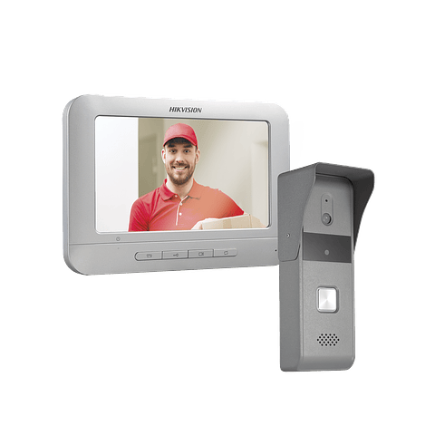Kit de Videoportero Hikvision Analógico con Pantalla LCD a Color de 7", Frente de Calle IP65, Modelo: DS-KIS203-T