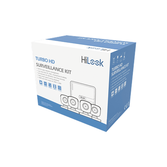 Kit HikLook TurboHD 720p, DVR 8 Canales, 4 Camaras Bala, 4 Cables 18 Mts, 1 Fuente de Poder Profesional, Modelo: KIT7208BM(B) - Image 1