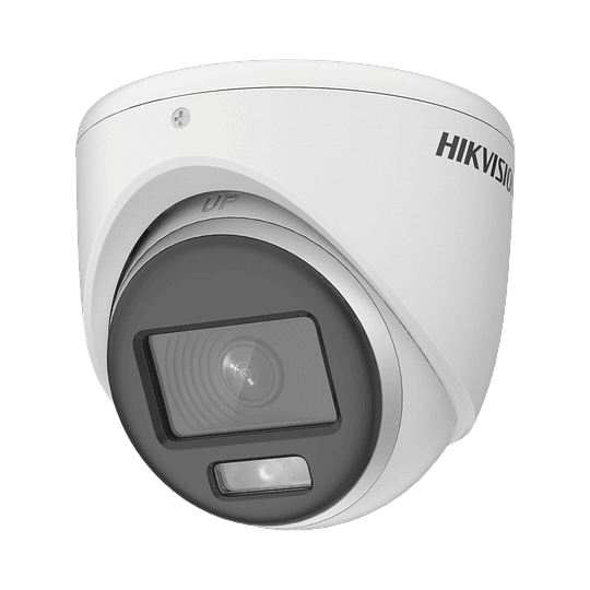 Camara Hikvision Turret TURBOHD 2 Megapíxeles (1080p), Imagen a color 24/7, Lente 2.8 mm, Metal, Luz Blanca 20 mts, IP67, Modelo: DS-2CE70DF0T-MF