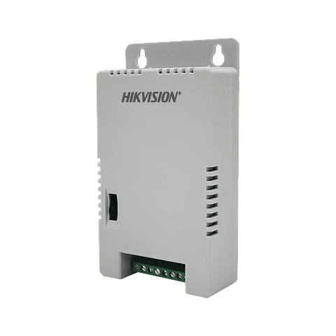 Fuente de Poder Regulada Hikvision, 12 Vcc, 13.5 Vcc, 15 Vcc para 4 Cámaras, 1 Amp. por Salida, Soporta 4K, Modo para Largas Distancias, Modelo: DS-2FA1225-C4/K
