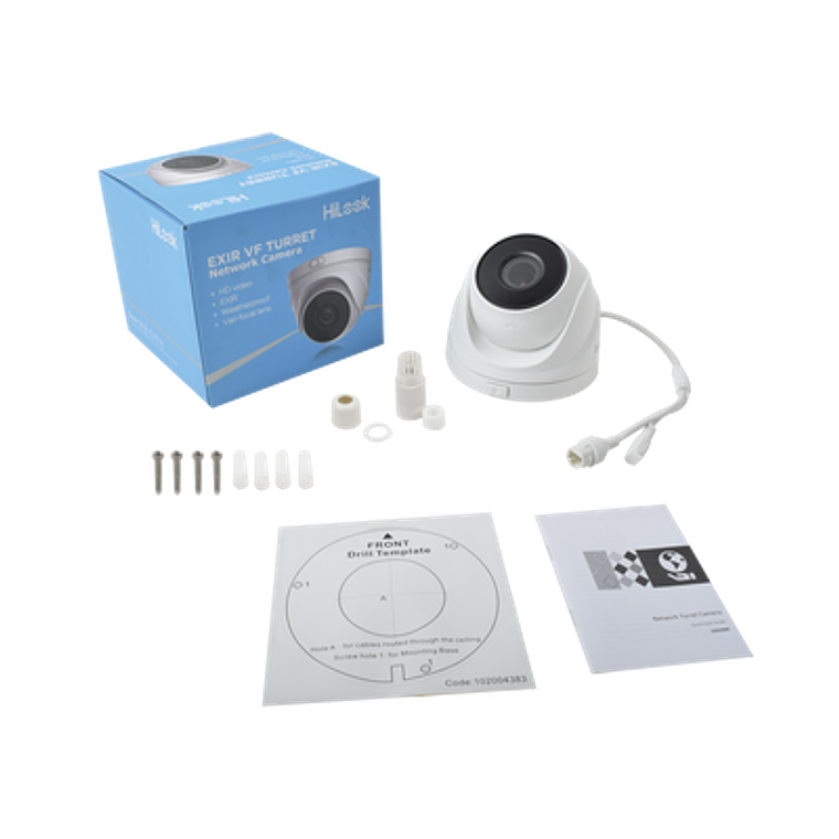 Camara HikLook Turret IP, 4 Megapixeles, Lente Motorizado 2.8 - 12 mm, 30 mts IR EXIR, PoE, Exterior IP67, WDR 120dB, Micro SD, H.265+, Onvif, Modelo: IPC-T641H-Z(C) 2