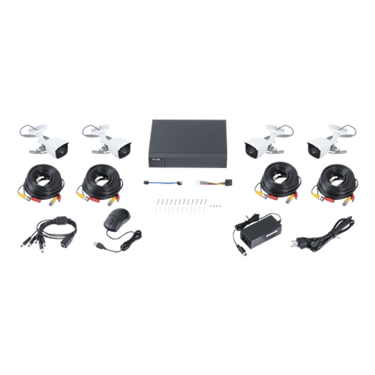 KIT HikLook TurboHD 1080p, DVR 8 Canales con H.265+, 4 Camaras Bala Metálicas, Fuente de Poder, Incluye Accesorios, Modelo: HL28LQKITS-M(B) - Image 2