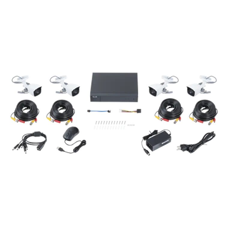 KIT HikLook TurboHD 1080p, DVR 8 Canales con H.265+, 4 Camaras Bala Metálicas, Fuente de Poder, Incluye Accesorios, Modelo: HL28LQKITS-M(B) 2