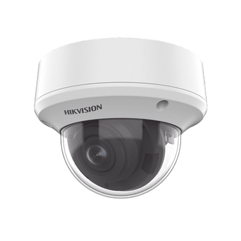 Camara Domo TURBOHD 5 Megapixeles, Lente Mot. 2.7 - 13.5 mm, IR EXIR 40 mts, TVI-AHD-CVI-CVBS, IK10, IP67, dWDR, 12 Vcc, 24 VCA, Modelo: DS-2CE5AH0T-AVPIT3ZF(C)