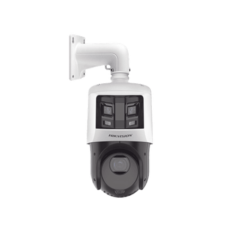 Camara Hikvision TandemVu Domo PTZ IP 4 Megapixeles, Panoramica 6 Megapixeles, Zoom, IR, IP66, WDR, PoE+, Audio y Alarma, Modelo: DS-2SE4C425MWG-E/26(F0)