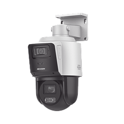 Camara Hikvision TandemVu PTZ IP 4 Megapixeles con Camara Panoramica 4 Megapixeles, 4X Zoom, Dual Light (40 mts IR + 30 mts Luz Blanca), ACUSENSE, IP66, Modelo: DS-2SE3C404MWG-E/14