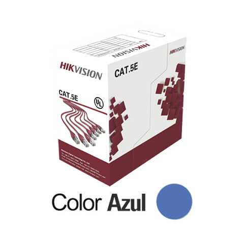 Bobina de Cable UTP Hikvision 305 Metros, Cat5E (24 AWG), Color Azul, PVC (CM), Uso en Interior, 100% Cobre, Modelo: DS-1LN5E-SB