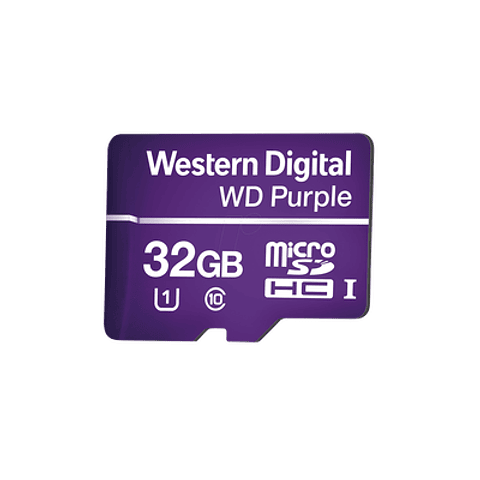Memoria microSD de 32GB PURPLE, Especializada Para Videovigilancia, Modelo: WD32MSD