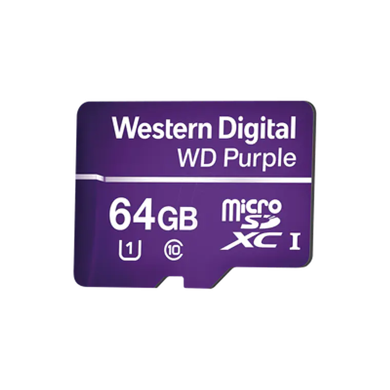 Memoria microSD de 64GB PURPLE, Especializada Para Videovigilancia, Modelo: WD64MSD 1