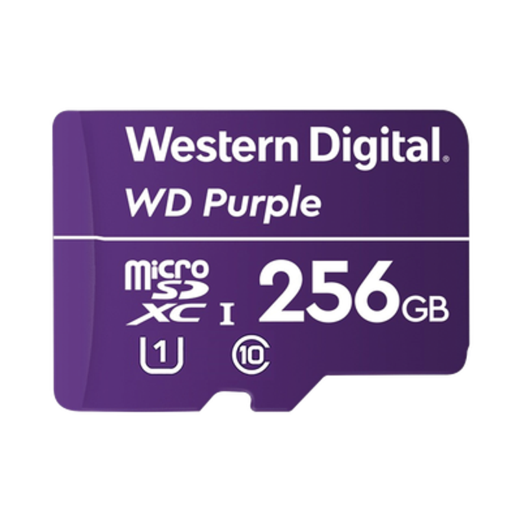Memoria microSD de 256 GB PURPLE, Especializada Para Videovigilancia, Modelo: WD256MSD 1