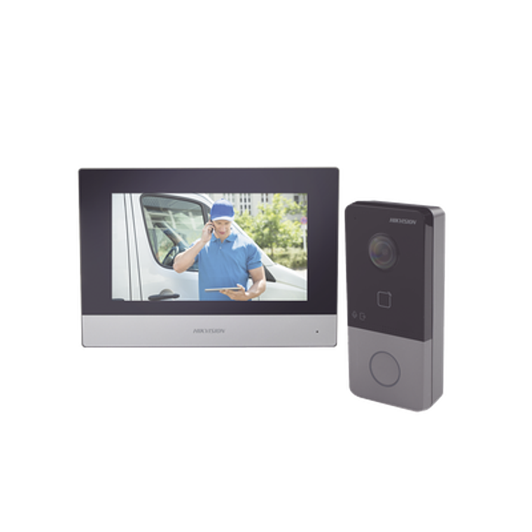Kit de Videoportero Hikvision, IP Poe Estandar con llamada a App HikConnect, Apertura con tarjeta MIFARE, IP65, Soporta 1 Departamento, Modelo: DS-KIS603-P 1