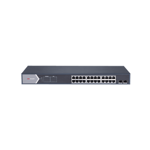 Switch Gigabit Hikvision PoE+, Administrable, 24 Puertos 1000 Mbps PoE+, 2 Puertos SFP, Configuracion Remota, PoE Extendido, Modelo: DS-3E1526P-SI