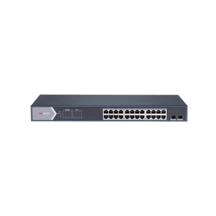 Switch Gigabit Hikvision PoE+, Administrable, 24 Puertos 1000 Mbps PoE+, 2 Puertos SFP, Configuracion Remota, PoE Extendido, Modelo: DS-3E1526P-SI 1