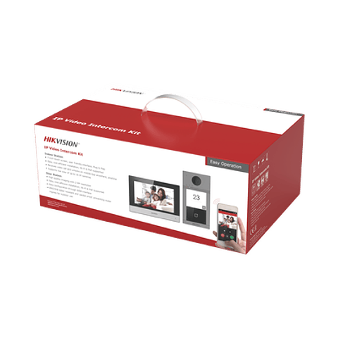 Kit de Videoportero Hikvision, IP, Wi-Fi, Frente de calle IK08 & IP65, Soporta PoE, Compatible con HikConnect, Modelo:  DS-KIS604-P(C)
