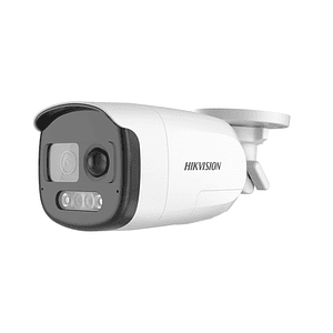 Camara Hikvision Bala TURBOHD 2 Megapixel, ColorVu, Lente 2.8 mm, Exterior IP67, Sensor PIR, Sirena y Estrobo, Microfono Integrado, Modelo: DS-2CE12DF3T-PIRXOS