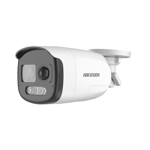 Camara Hikvision Bala TURBOHD 2 Megapixel, ColorVu, Lente 2.8 mm, Exterior IP67, Sensor PIR, Sirena y Estrobo, Microfono Integrado, Modelo: DS-2CE12DF3T-PIRXOS