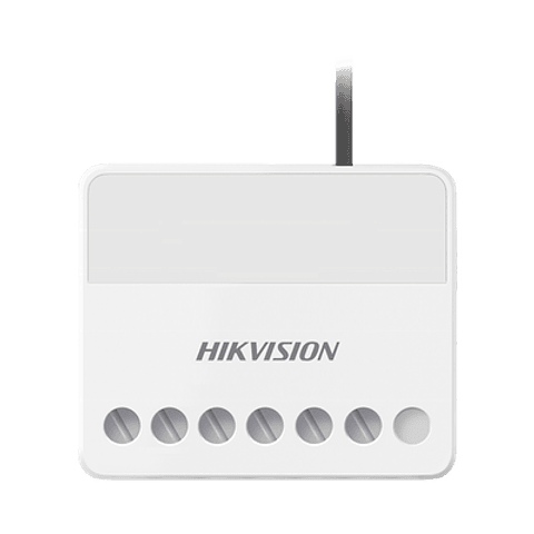 (AX PRO) Relevador Hikvision Inalambrico, 1 Entrada de Alarma 24/7, 1 Salida de Relevador, Modelo: DS-PM1-O1L-WB