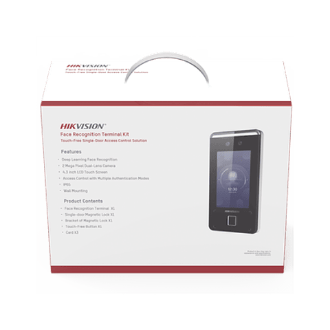 Kit de Control de Acceso Hikvision, Lector de Rostros, QRs, Tarjetas y Huellas, 3,000 Rostros, Compatible con App Hik-Connect, Videoportero, Modelo: DS-KAS541