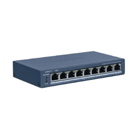 Switch PoE+ Hikvision, Monitoreable, 8 Puertos 100 Mbps PoE+, 1 Puerto 1000 Mbps Uplink, PoE hasta 300 metros, Conexion Remota desde Hik-PartnerPro, Modelo: DS-3E1309P-EI/M