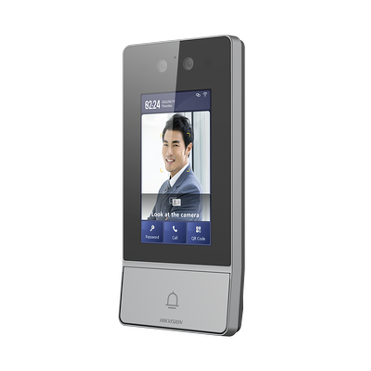 Videoportero IP Hikvision, 2 Megapixeles, Llamada y Apertura Remota, Reconocimiento Facial, IP65 +, IK08, PoE, 1 Departamento, Tarjeta, Codigo PIN, Modelo: DS-KV9503-WBE1 1