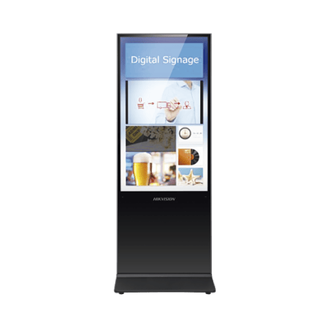 Pantalla Hikvision de 55"  4K para Publicidad Digital, Base para Piso, Puertos USB, Entrada de Video HDMI y VGA, WiFi, Altavoz Integrada, Modelo: DS-D6055UL-B/S(IN)