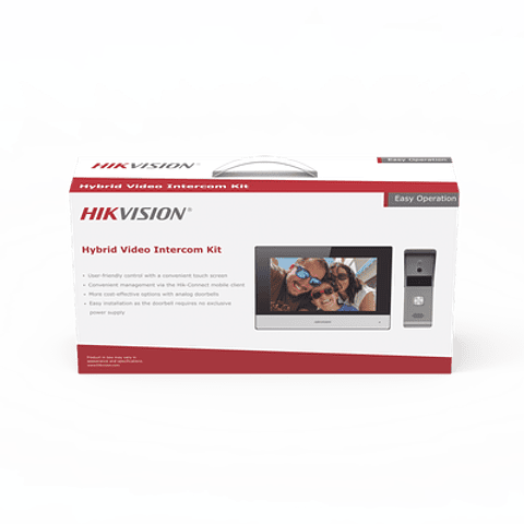 Kit de Videoportero Analógico de Metal, IP a 4 Hilos con Función de Llamada a App Hik-Connect, Monitor se Conecta a Internet y por 4 Hilos al Frente de Calle, Modelo: DS-KIS303-P