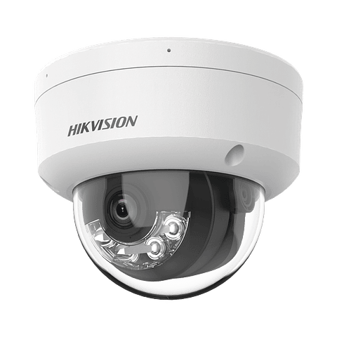 Camara Domo Hikvision IP 8 Megapixeles, Lente 2.8 mm, 30 mts IR + 30 mts Luz Blanca, Micrófono Integrado, IK08, ACUSENSE Lite, IP67, H.265, PoE, ONVIF, Modelo: DS-2CD1183G2-LIU