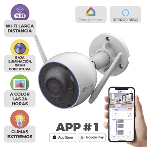 Camara Bala Ezviz WiFi, 5MP (3K), Deteccion humana, Deteccion de Vehiculo, Sirena y Luz, Colores en Oscuridad, Micro SD, Exterior, Modelo: CS-H3-3K
