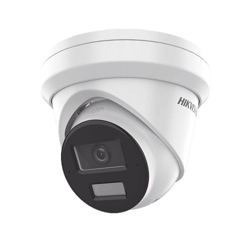 Camara Hikvision Turret IP 8 Megapixeles (4K), Lente 2.8 mm, 30 mts Luz Blanca + 30 mts IR, ACUSENSE, IP67, WDR 120 dB, PoE, ONVIF, Metal, ACUSEARCH, Modelo: DS-2CD2383G2-LI2U