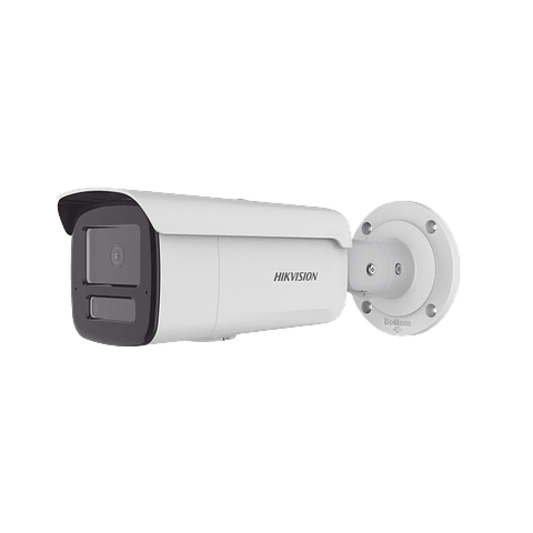 Camara Hikvision Bala IP 6 Megapixeles, Lente 4 mm, 80 mts Luz Blanca + 80 mts IR, ACUSENSE, IP67, IK10, WDR 120 dB, PoE, ONVIF, ACUSEARCH, Modelo: DS-2CD2T63G2-4LI2U