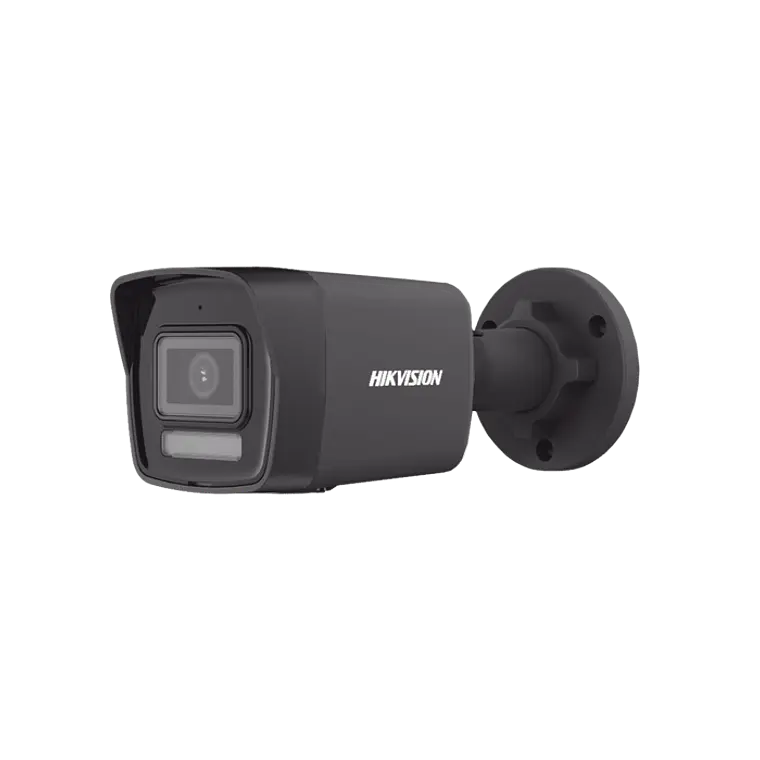 Camara Hikvision Bala IP 4 Megapixeles, Color Negro, Lente 2.8 mm, 30 mts IR + 30 mts Luz Blanca, Microfono Integrado, ACUSENSE Lite, IP67, H.265, PoE , ONVIF, Modelo: DS-2CD1043G2-LIUF/BLACK 1