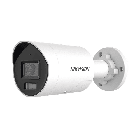 Camara Hikvision Bala IP 8 Megapixeles, Lente 2.8 mm, 40 mts IR + 40 mts Luz Blanca, IP67, Luz y Audio, Microfono, ACUSENSE, Metal, Modelo: DS-2CD2087G2H-LIU/SL