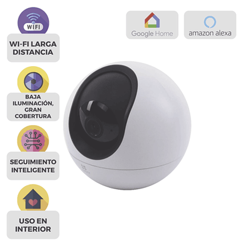 Camara Mini PT Ezviz IP 5 Megapixeles, Wi-Fi, Deteccion Humana y Mascotas, 2.4- 5G, Seguimiento Inteligente, Audio de Dos Vías, Uso Interior, Modelo: CS-H6