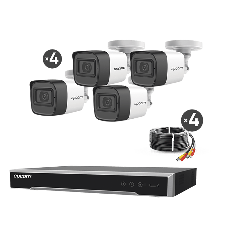 Kit TURBOHD 5 Megapixeles, DVR 4 Canales, 4 Camaras de 5 Megapixel con Microfono, 4 Cables 18 Metros, Fuente de Poder, Modelo: B50-KIT-MIC 1