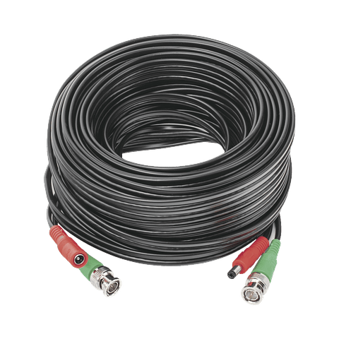 Cable coaxial (BNC RG59) + Alimentacion, SIAMES, 20 M, Aleacion Cobre + Aluminio CCA, Para Camaras 4K, Modelo: DIY-20M-4K
