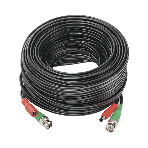 Cable coaxial (BNC RG59) + Alimentacion , SIAMES, 20 M, 100 % COBRE, Para Cámaras 4K, Modelo: DIY-20M-HD