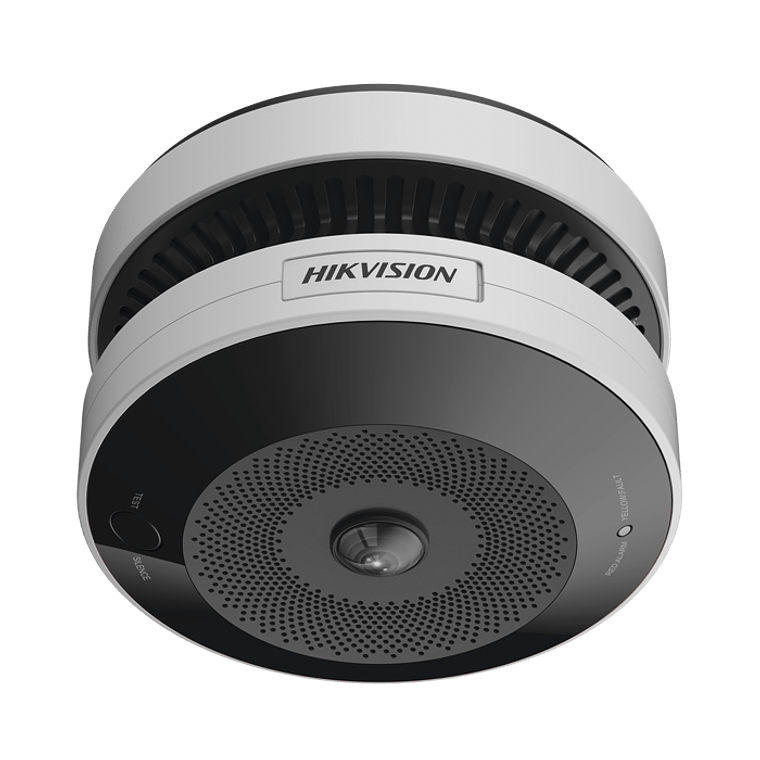 Camara Mini Fisheye IP 4 Megapixeles, HikFire con Detector de Humo Puntual, Autonomo, Alarma, 15 mts IR, PoE, WDR 120 dB, MicroSD, Modelo: HF-VS409 1