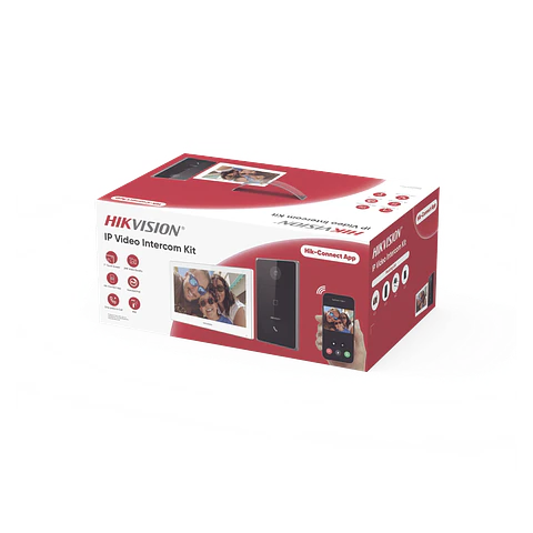 Kit de Videoportero IP Hikvision, Frente de calle exterior, 2MP, Lector de Tarjeta MiFARE, Monitor Interior, WiFi, Pantalla de 7" Touch, Modelo: DS-KIS608-P