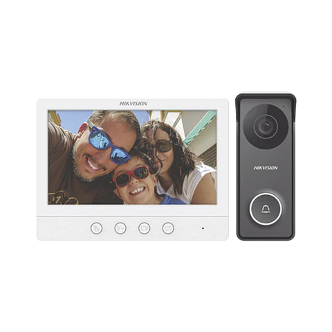 Kit de Videoportero TurboHD Hikvision con Pantalla LCD a Color de 7", Frente de Calle para Exterior, 720p, 117° de Visión, Modelo: DS-KIS213