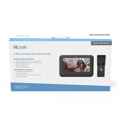 Kit de Videoportero Analogico Hikvision con Pantalla LCD a Color de 7", IP65, Salida de Relevador, Modelo: VI-K13P