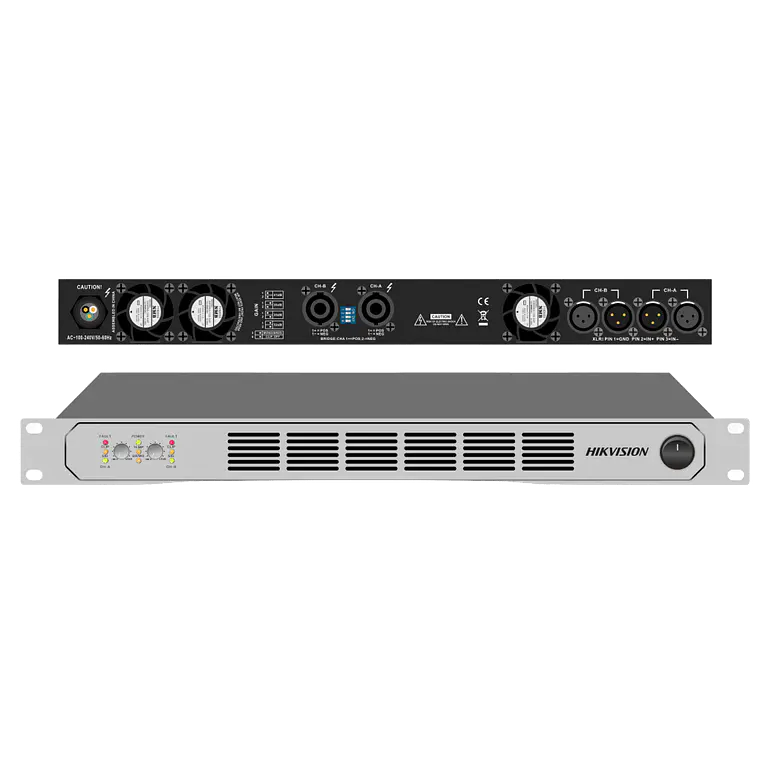 Amplificador Hikvision de Potencia Profesional, 250W 2-Zonas, Clase D, Eficiencia 90%, Modos Estereo y Puente, PFC de Banda Ancha, 1U Compacto, Modelo: DS-QAPAR25-2 1