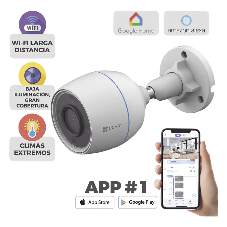 Camara Ezviz Bala WiFi, 2 Megapixeles, Deteccion humana, Microfono Integrado, Vision Nocturna, Exterior, Modelo CS-H3C 1