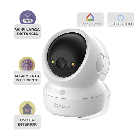 Camara Ezviz PT Wi-Fi, 8 Megapixeles, Audio de Dos Vias, Vision Nocturna Inteligente en Color, Deteccion Humana y Mascota, Modelo: CS-H6C-G1/8MP