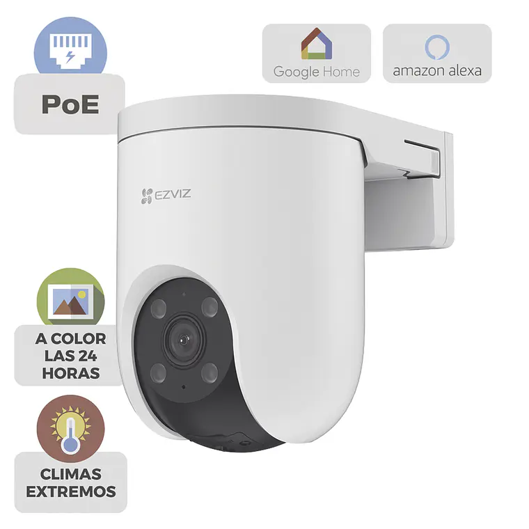 Camara Ezviz PT PoE Estandar Af, 3 Megapixeles, 360°, Seguimiento Inteligente, Deteccion Humana, Audio de Dos Vías, Modelo: CS-H8C/3MP/POE 1