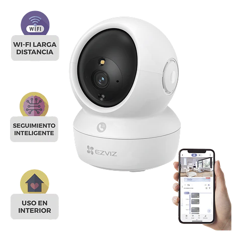 Camara Ezviz PT, 5 Megapixeles, Audio de Dos Vias, Vision Nocturna Inteligente en Color, Deteccion Humana, MicroSD y Nube, Modelo:CS-H6C/5MP