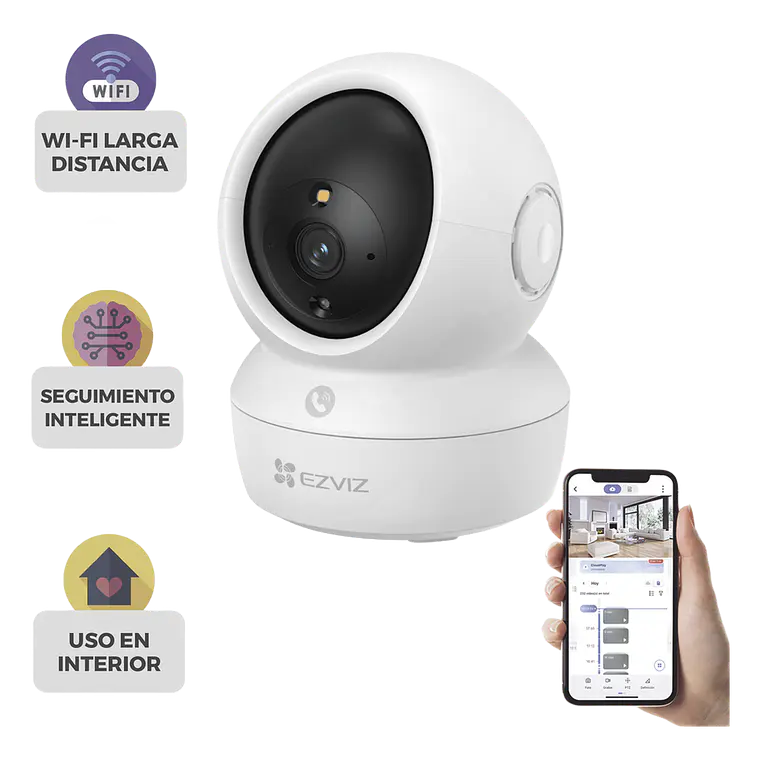 Camara Ezviz PT, 5 Megapixeles, Audio de Dos Vias, Vision Nocturna Inteligente en Color, Deteccion Humana, MicroSD y Nube, Modelo:CS-H6C/5MP 1